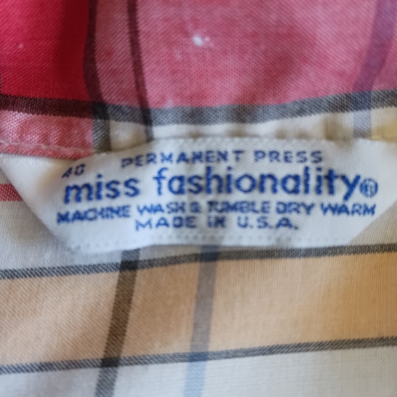 Vintage 80s Miss fashionality cute button-up plaid cottage-core blouse - Picture 9 of 11